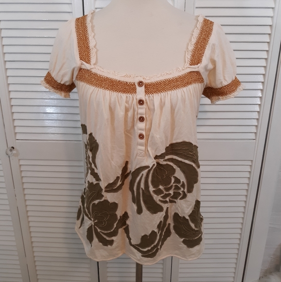 Anthropologie Tops - Anthro ric rac embroidery blouse medium *K